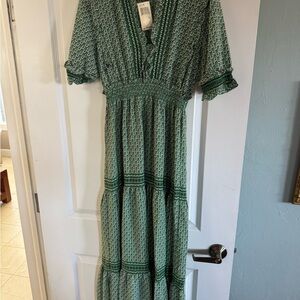 Max Edition Green Ruffled Tiered Sundress- new with tag